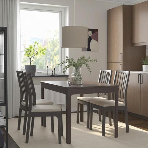 Uitschuifbare tafel Ekedalen bruin + 4 Ekedalen stoelen, Huis en Inrichting, Tafels | Eettafels, Zo goed als nieuw, 50 tot 100 cm