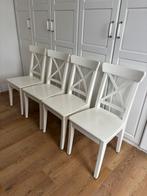 Ikea eetkamerstoel INGOLF wit 4 stuks hout, Ophalen, Gebruikt, Wit, Landelijk