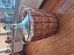 Vintage fles 50ltr in stalen korf met riet, Ophalen of Verzenden