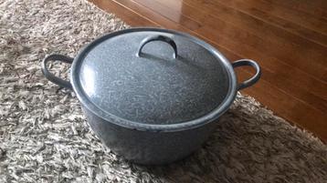 Grijze emaille pan met wolkenmotief vintage retro  beschikbaar voor biedingen