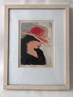 Litho Vrouw met hoed van Jose van Gool(1945)., Ophalen of Verzenden
