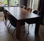 eiken tafel met 6 stoelen, Ophalen, Gebruikt, Eikenhout, 200 cm of meer