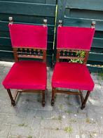 Houten kasteel stoeltjes stoelen rood velours kasteelstoelen, Ophalen