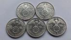 WO2 5x 2 Reichsmark zilver nazi duitsland, Postzegels en Munten, Setje, Zilver, Duitsland, Ophalen of Verzenden