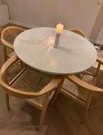 Eethoek  (4) stoelen ronde tafel 120, Ophalen of Verzenden, Gebruikt, Eden Modern, 4 tot 6 stoelen