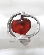 Prachtige zilveren design ring met barnsteen (7867-2255), Ophalen, Dame, Zilver, Zilver