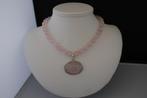 ROZENKWARTS ketting/oorhanger-set, Nieuw, Roze, Zilver, Met edelsteen