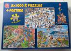 Jan van Haasteren 3x1000, ijshockey, buren en te land en zee, Hobby en Vrije tijd, Denksport en Puzzels, Ophalen, 500 t/m 1500 stukjes