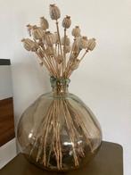 Grote boho vaas met papaver, Huis en Inrichting, Overige kleuren, Ophalen of Verzenden, Minder dan 50 cm, Glas