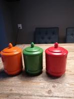 3 plastik voorraadpotten. Rood, groen en oranje, Huis en Inrichting, Keuken | Potten en Pannen, Overige materialen, Pot, Bus of Blik