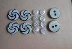 Vintage knopen 14 stuks zwart wit zilver kunststof izgst., Ophalen of Verzenden, Zo goed als nieuw, Knoop of Knopen