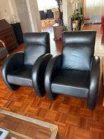 2 robuuste leren fauteuils, Ophalen, Zo goed als nieuw, 50 tot 75 cm, Leer