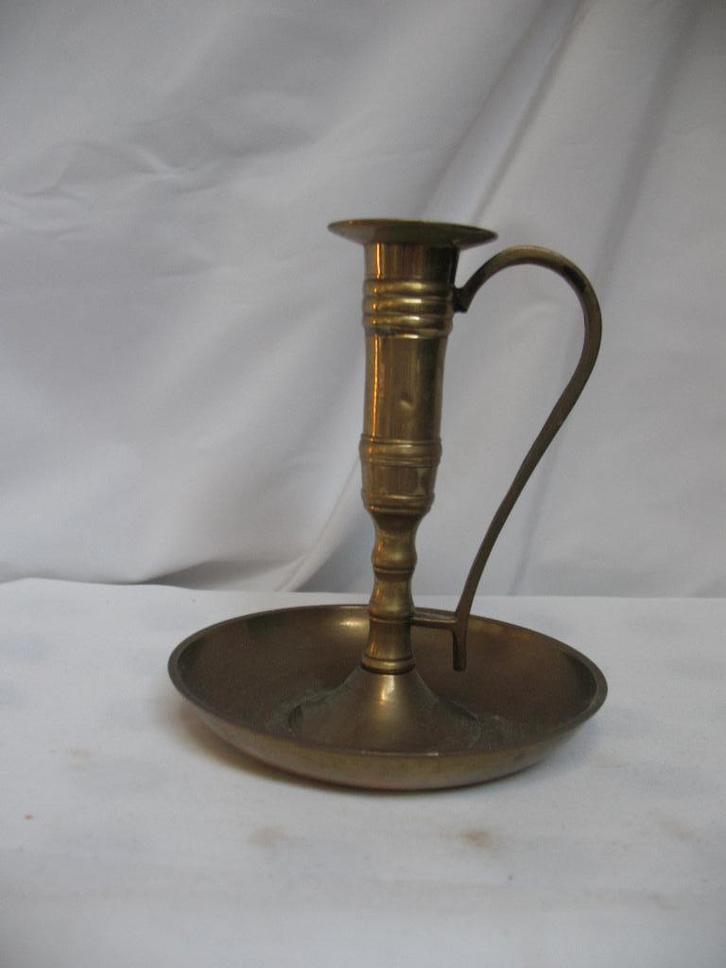 Kandelaar met Oor Koper Messing Vintage, Antiek en Kunst, Antiek | Kandelaars, Koper of Brons, Ophalen of Verzenden