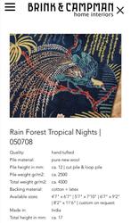 Brink en Campman Sanderson Rainforest Tropical night tapijt, Ophalen, Nieuw, Rechthoekig, 200 cm of meer
