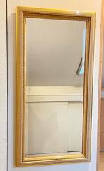 Spiegel facet geslepen rand beige goudkleurige lijst, Ophalen, 100 tot 150 cm, Zo goed als nieuw, Rechthoekig