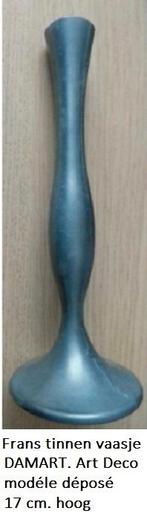 antiek Frans Tinnen Vaasje, ART DECO, Damart , modéle déposé, Antiek en Kunst, Ophalen of Verzenden