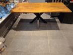 Prachtige eettafel met massief blad stalen zwarte poten., Huis en Inrichting, Tafels | Eettafels, 200 cm of meer, Zo goed als nieuw