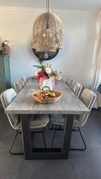 Prachtige grijs gemêleerde eettafel, Huis en Inrichting, Tafels | Eettafels, Ophalen, 200 cm of meer, 50 tot 100 cm, Zo goed als nieuw