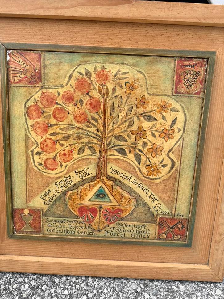 Schilderij Een boom des levens, Antiek en Kunst, Antiek | Religie, Ophalen of Verzenden