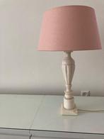 Tafellamp albast voet met roze linnen kap, Ophalen of Verzenden, Zo goed als nieuw, Overige materialen, Minder dan 50 cm