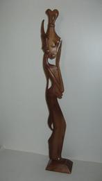vintage Balinese vrouw houtsnijwerk 63cm, Antiek en Kunst, Kunst | Beelden en Houtsnijwerken, Ophalen of Verzenden