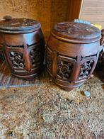 Antiek Chinees Houten Snijwerk Krukjes, Antiek en Kunst, Ophalen of Verzenden