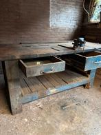 Oude Werkbank met Bankschroef, Doe-het-zelf en Verbouw, Werkbanken, Ophalen of Verzenden, Gebruikt, 120 tot 170 cm, Bankschroef