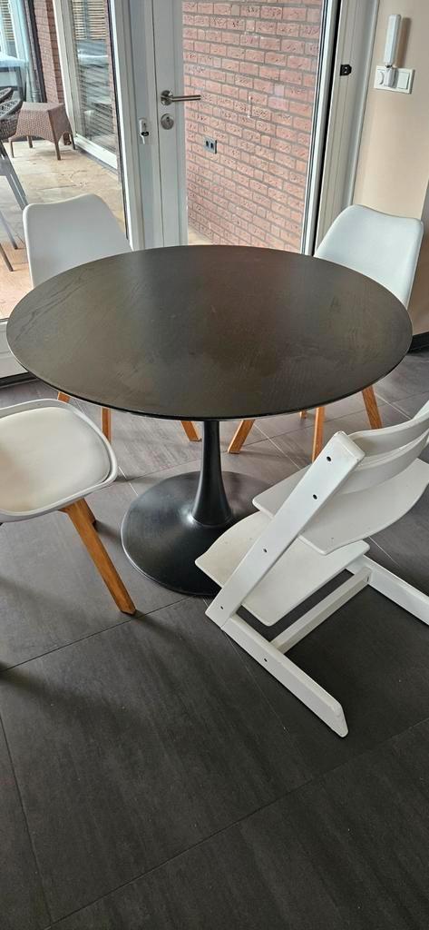 Zwarte Ronde Tafel - 100cm, Huis en Inrichting, Tafels | Eettafels, Gebruikt, 100 tot 150 cm, 100 tot 150 cm, Rond, Ophalen
