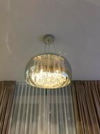 Hanglamp rookglas met kristal, Huis en Inrichting, Lampen | Plafondlampen, Ophalen of Verzenden, Zo goed als nieuw