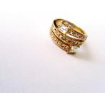 Mooie vintage Ring vol helder kristal verguld, maat 16,5, Goud, Ophalen of Verzenden, Kleiner dan 17, Zo goed als nieuw