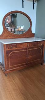 Antiek dressoir met spiegel en marmeren blad, Huis en Inrichting, Kasten | Dressoirs, Gebruikt, 150 tot 200 cm, Metaal, Met deur(en)