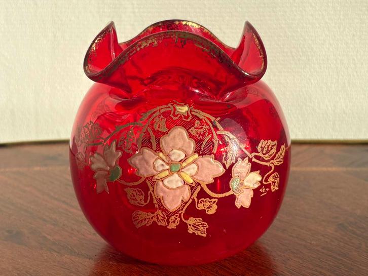 Rode Legras Clichy Montjoye Saint Denis vaas, Antiek en Kunst, Antiek | Glas en Kristal, Ophalen of Verzenden