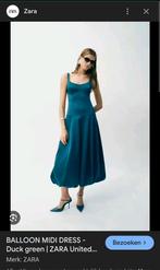 ZARA Balloon Mid Dress Duck Green. Blauwe jurk. Maar S., Kleding | Dames, Gelegenheidskleding, Overige typen, Blauw, Zara, Nieuw