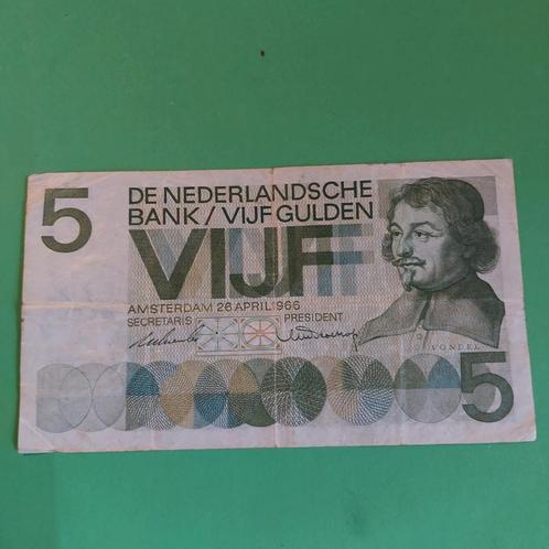5 gulden vondel I uit 1966 In ZF, Postzegels en Munten, Bankbiljetten | Nederland, Los biljet, 5 gulden, Ophalen of Verzenden