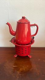 Emaille theepot met warmhouder, Antiek en Kunst, Antiek | Emaille, Ophalen of Verzenden