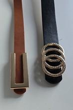 Set van 2 damesriemen – Zwart met strass & Cognac met gou, Ophalen of Verzenden, Nieuw, Zwart