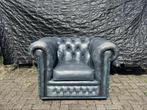 Stoere Chesterfield club fauteuil jeans blauw, Huis en Inrichting, Fauteuils, Ophalen of Verzenden, Gebruikt, 75 tot 100 cm