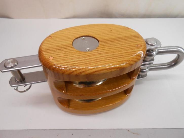 Houten Blok, Katrol, dubbelschijfs, hondsvot, 18 - 20 mm, Watersport en Boten, Accessoires en Onderhoud, Nieuw, Lijn of Blok, Ophalen of Verzenden