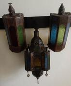 Antieke set Moorse plafondlamp + 2 wandlampen gekleurd glas, Ophalen of Verzenden