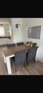 Pronto Eettafel eiken blad, witte poten - 160x90cm, Huis en Inrichting, Tafels | Eettafels, Gebruikt, Eikenhout, 150 tot 200 cm