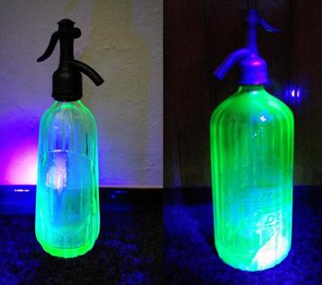 2x Antiek Anna Groen Uranium Glazen Spuitfles Fles Zie Omsch beschikbaar voor biedingen