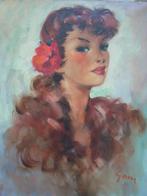 schilderij Mooie dame nr CC 368, Antiek en Kunst, Kunst | Schilderijen | Klassiek, Verzenden