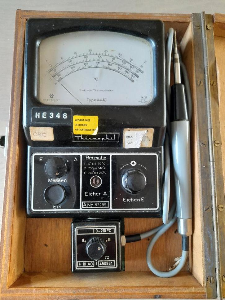 Antieke bakelieten Thenmophil Type 4412 temperatuur meter, Antiek en Kunst, Antiek | Gereedschap en Instrumenten, Ophalen of Verzenden