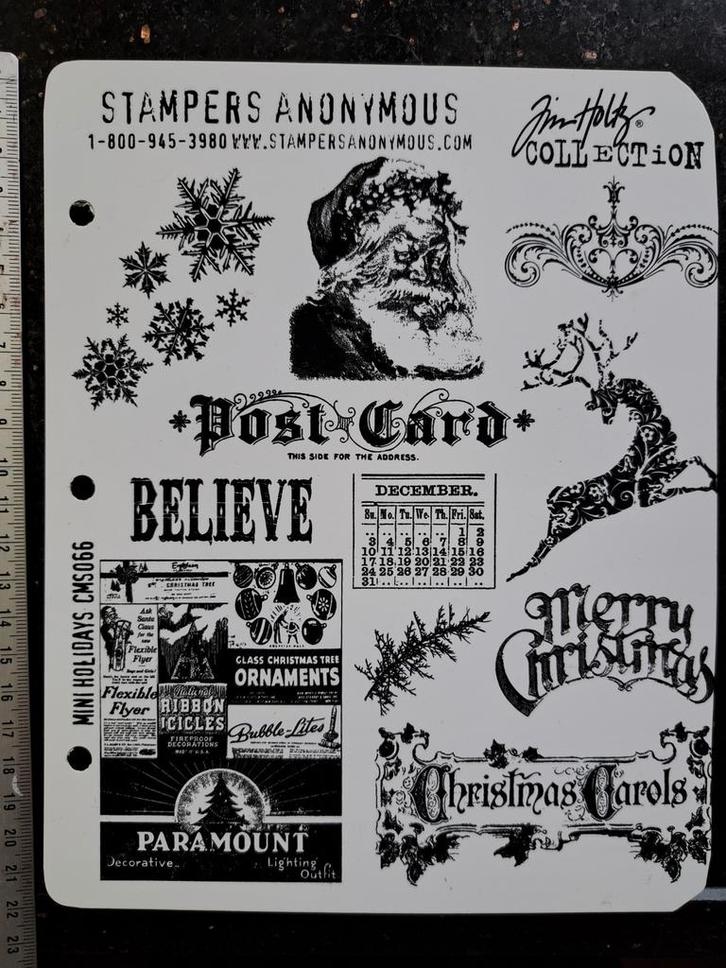 Compleet STAMPERS ANONYMOUS TIM HOLTZ STEMPEL CMS066 KERST, Hobby en Vrije tijd, Stempelen, Zo goed als nieuw, EZ-mounted stempel