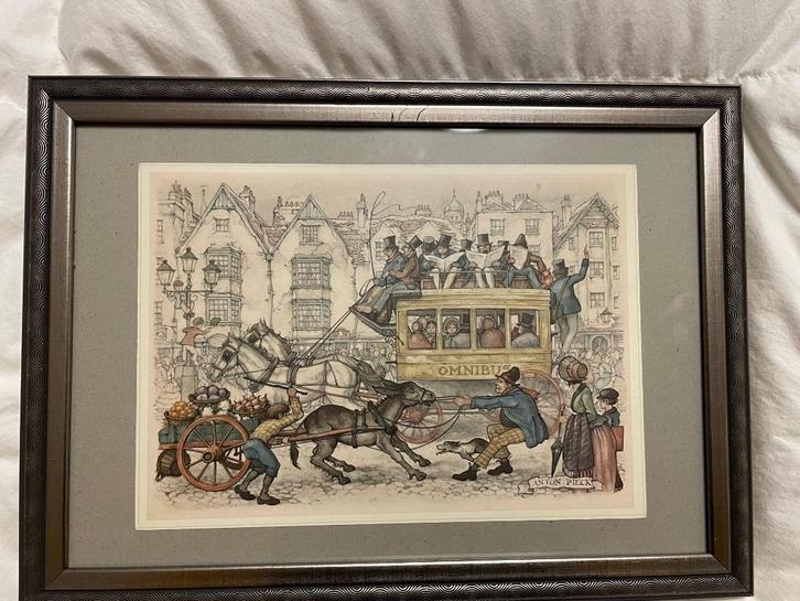 Vier maal Anton Pieck, Antiek en Kunst, Kunst | Tekeningen en Foto's, Ophalen of Verzenden