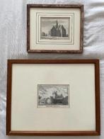 2 Antieke orginele witdruk/prints in houten lijsten, Antiek en Kunst, Ophalen of Verzenden