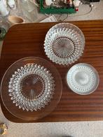 Kristallen gebakschaal, 4 boordjes en kompot schaal, Ophalen, Gebruikt, Kristal