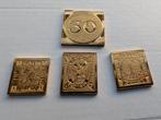 Zilveren Postzegel Set 24k Goud Verguld, Ophalen of Verzenden, Zilver