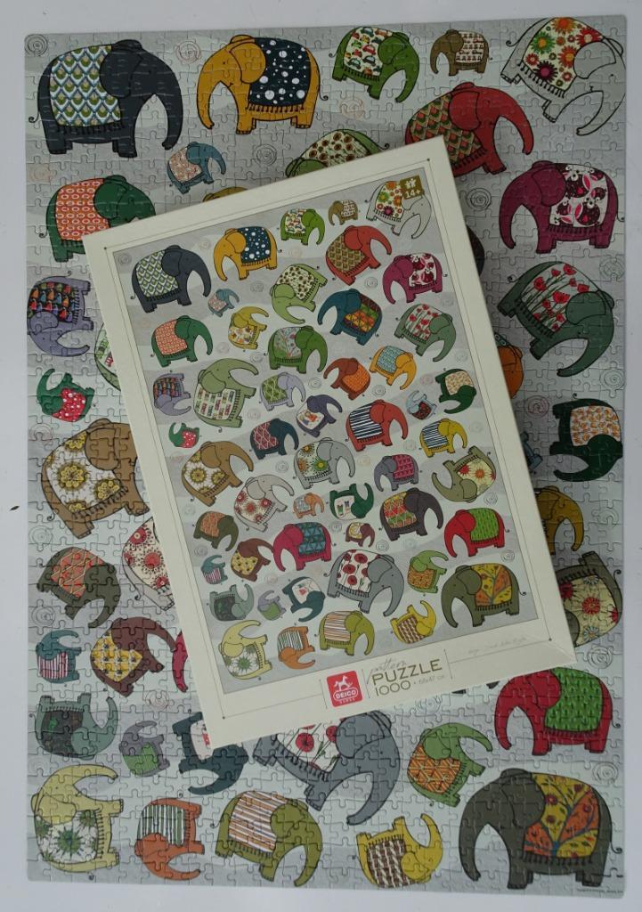 Olifantenpatroon - puzzel Deico 1000 st, Hobby en Vrije tijd, Denksport en Puzzels, Gebruikt, Legpuzzel, 500 t/m 1500 stukjes