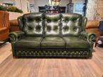 Originele chesterfield 3 zits bank Suzanne Antiek groen leer, Antiek en Kunst, Ophalen of Verzenden